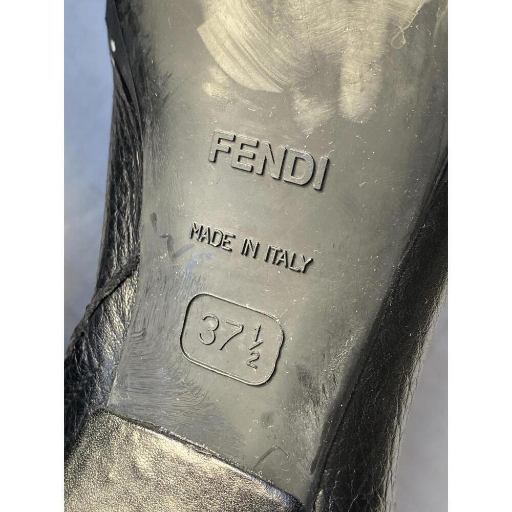 FENDI Black 37.5/7.5 Textured Leather Selleria Ankle Boots Architectural Heels - Picture 9 of 11